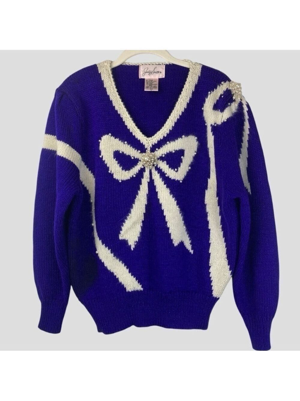 Jacklyn Smith Women’s Very ‘Ugly’ Christmas Sweater With Perls & Brooches  Sz. L